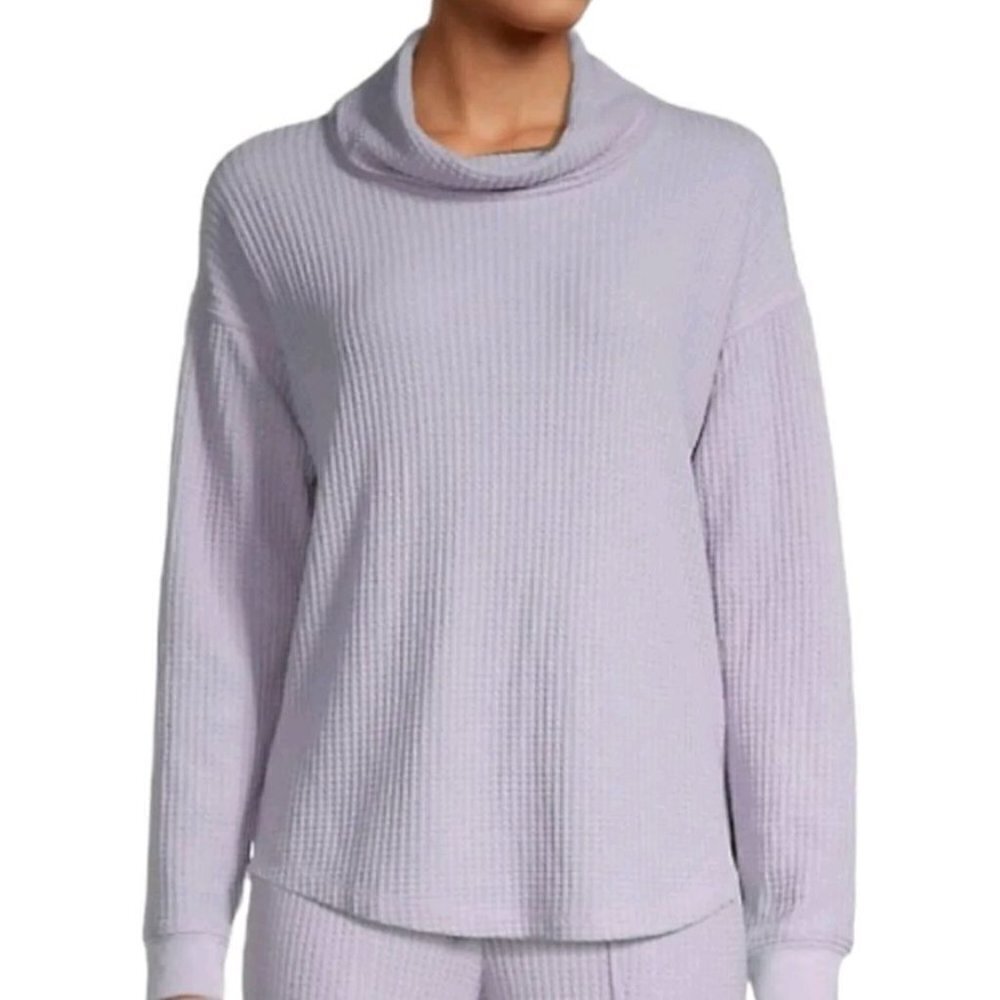Splendid TurtleNeck Thermal Waffle Knit Lavender Top Size L